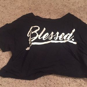 Crop top with “blessed” on it